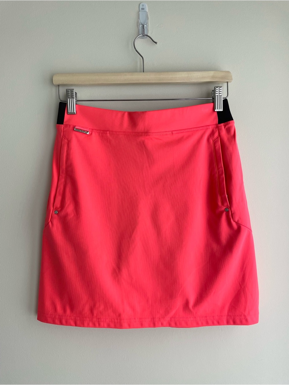 RLX Ralph Lauren Sporty Neon Coral Pink Athletic Golf Skort Zip Pockets